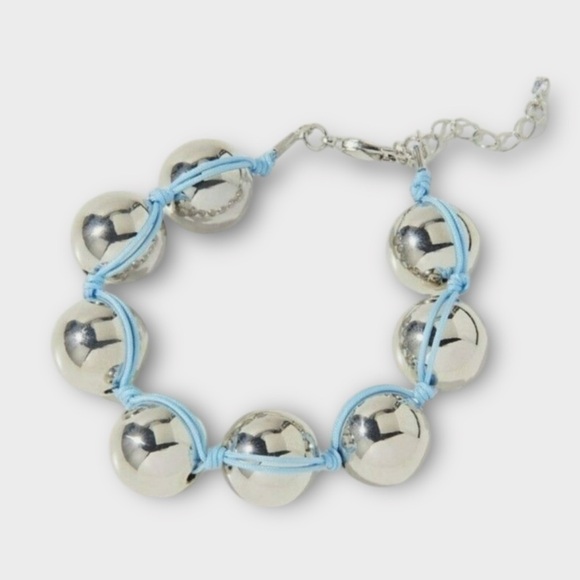 Urban Outfitters SILVER BLUE DEXTRA BALL CORDED BRACELET
METALLIC CHUNKY - Picture 2 of 4